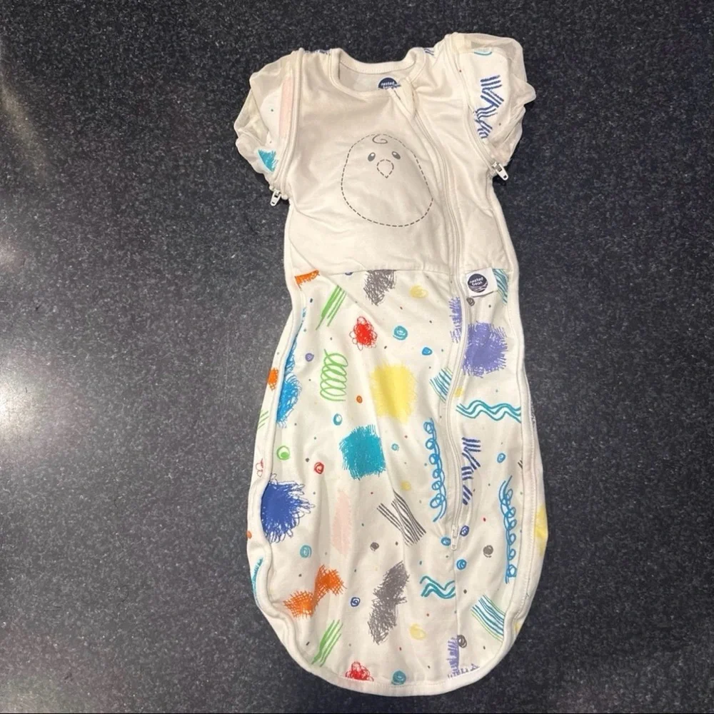 Nested Bean White Sleep Sack with Colorful Scribble Print